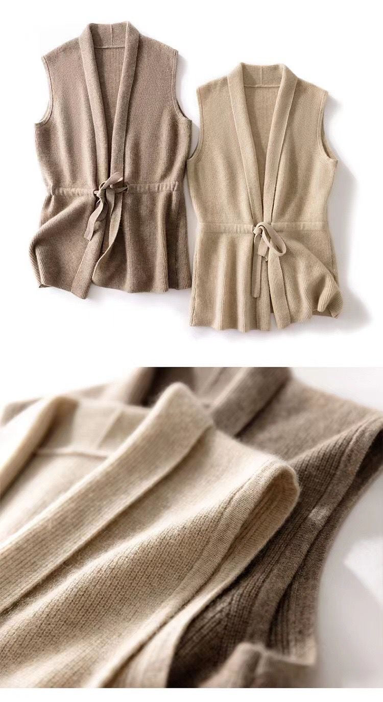 Cardigan, Sleeveless, 100% Cashmere