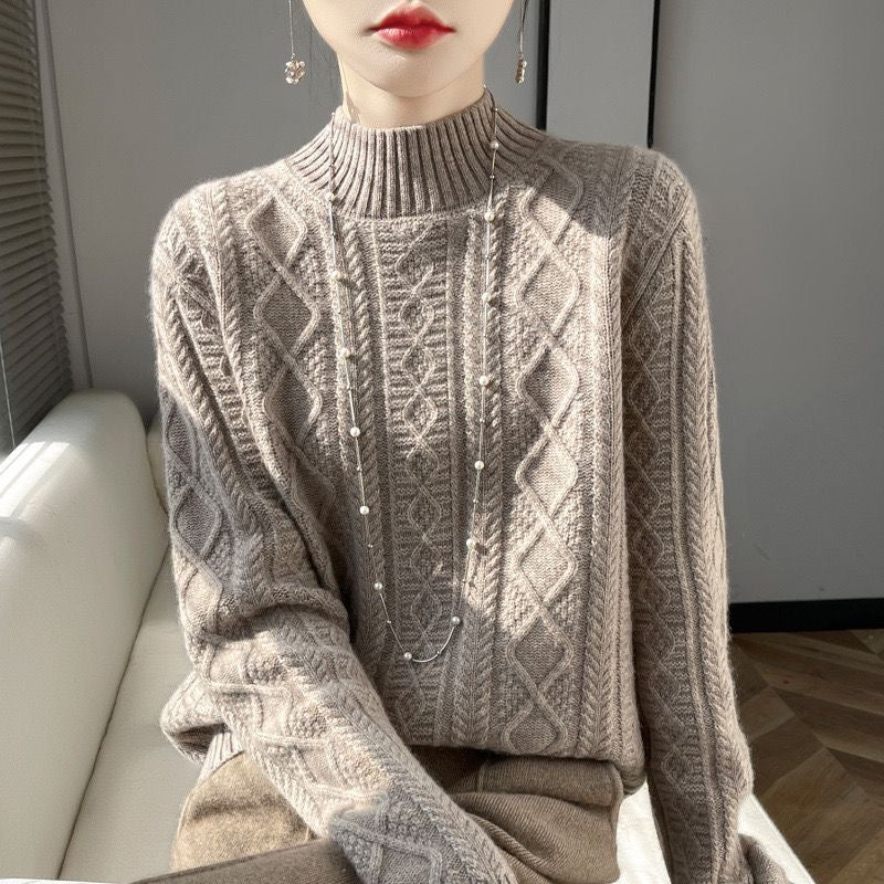 Sweater, 100% Cashmere Long Sleeved, High Neck