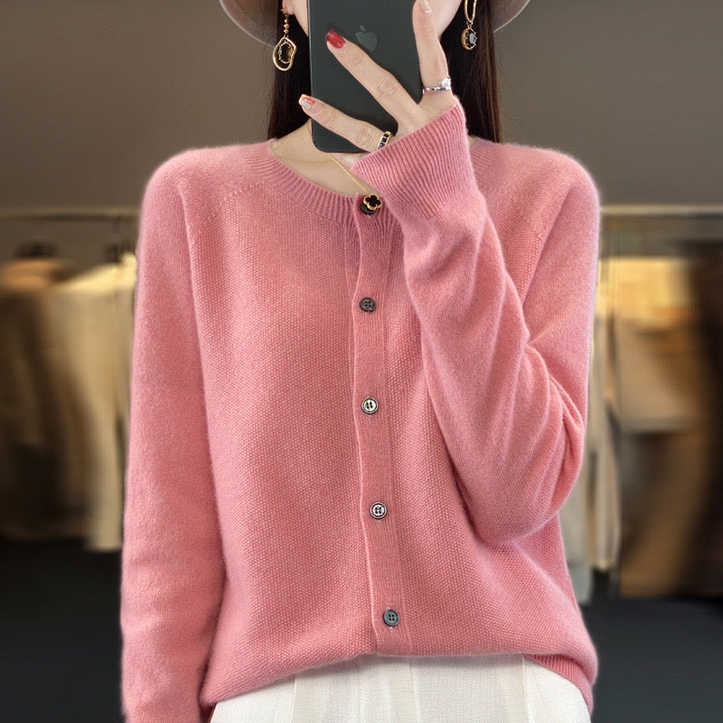 Cardigan, Long Sleeved, Buttoned Front, 100% Cashmere