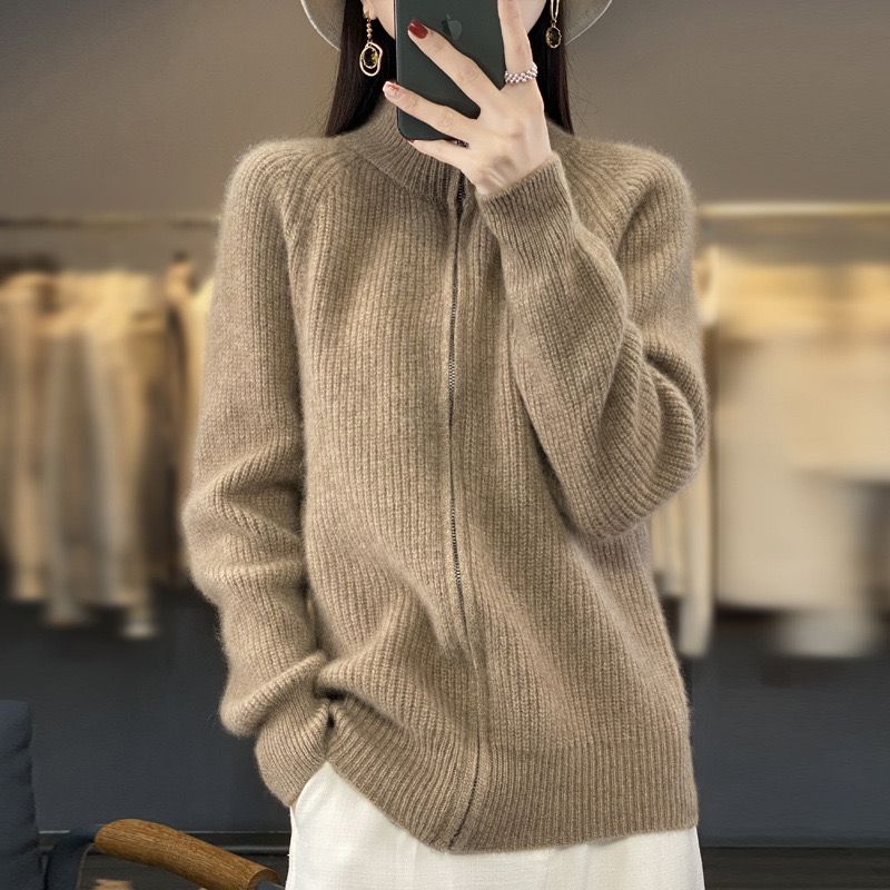 Sweater, 100% Cashmere Long Sleeved, Zipped