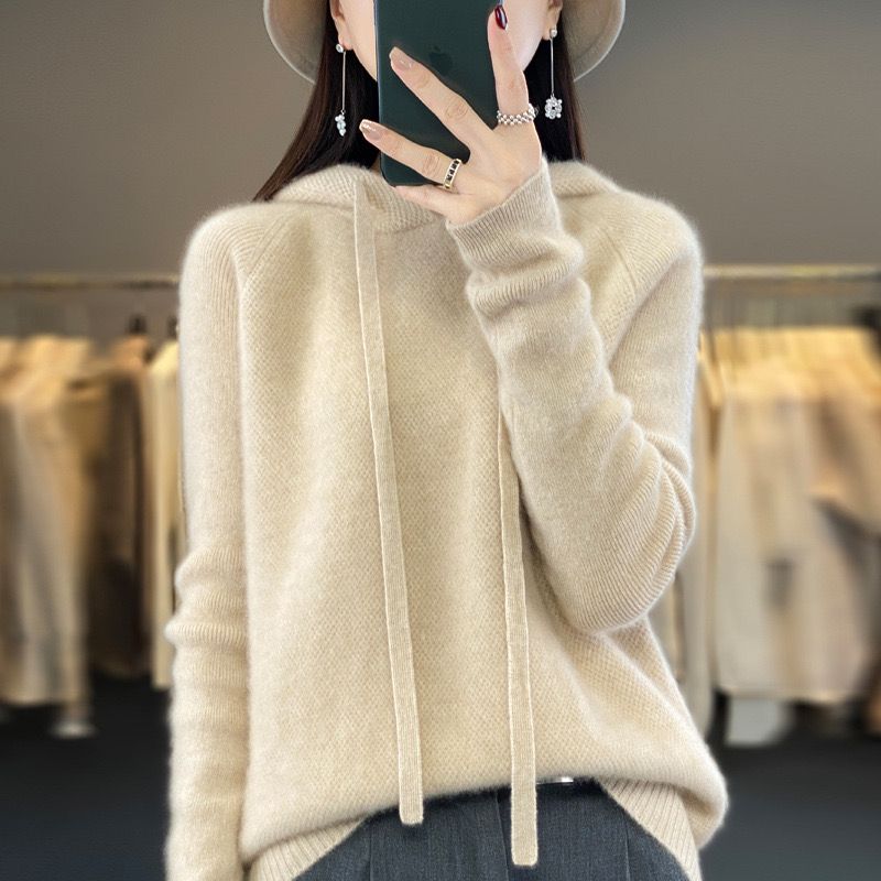 Hoodie Sweater, Long Sleeved, 100% Cashmere