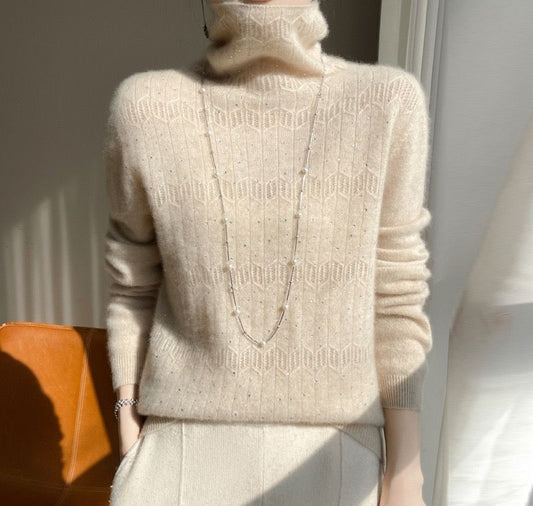 Sweater, 100% Cashmere Long Sleeved, High Neck