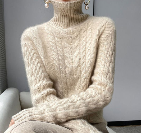 Sweater, 100% Cashmere Long Sleeved, High Neck