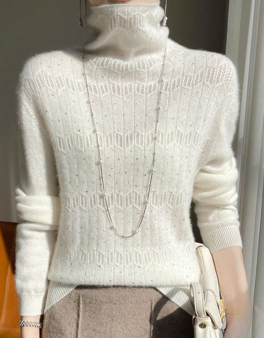 Sweater, 100% Cashmere Long Sleeved, High Neck