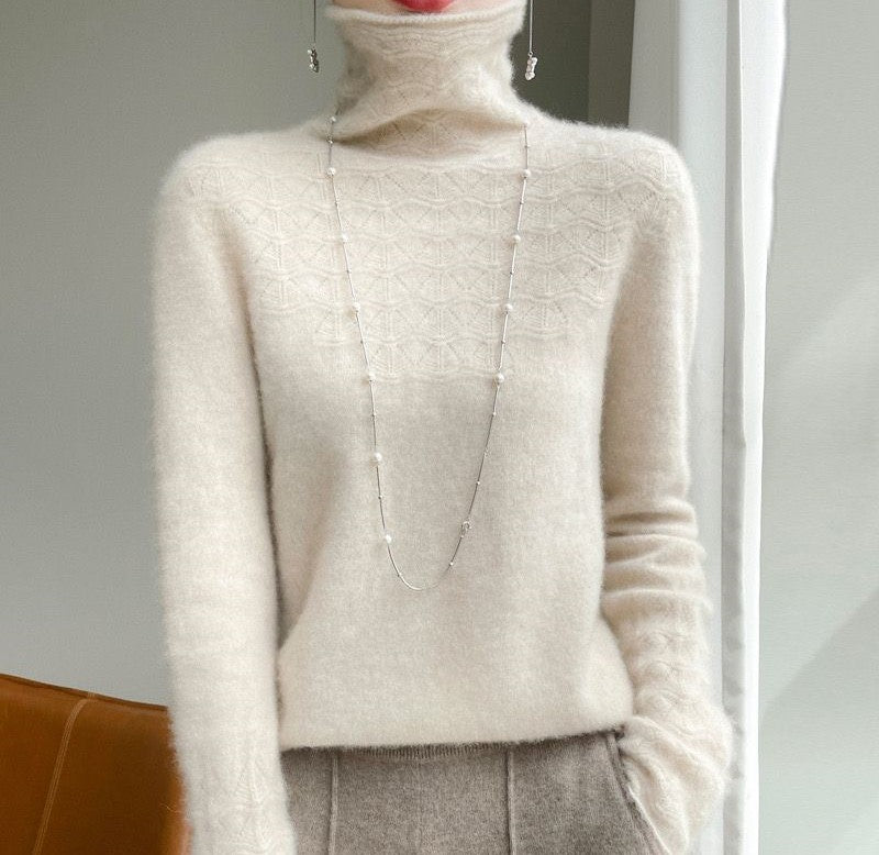 Sweater, 100% Cashmere Long Sleeved, High Neck