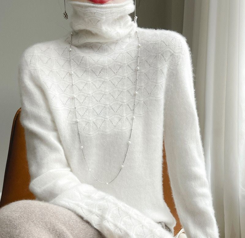 Sweater, 100% Cashmere Long Sleeved, High Neck