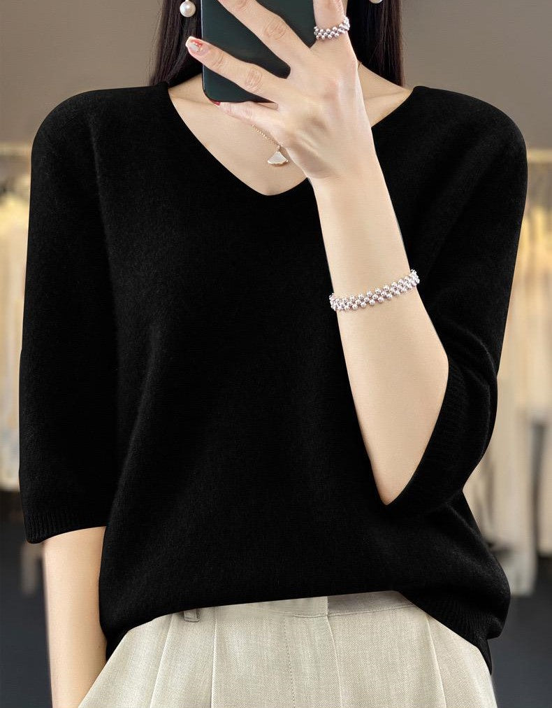 Sweater, 100% Cashmere, Short Sleeve