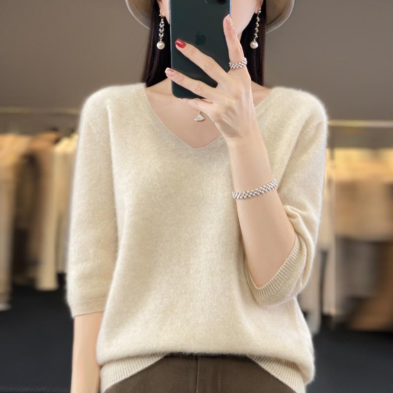 Sweater, 100% Cashmere, Short Sleeve